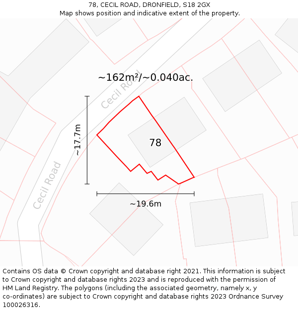 78, CECIL ROAD, DRONFIELD, S18 2GX: Plot and title map