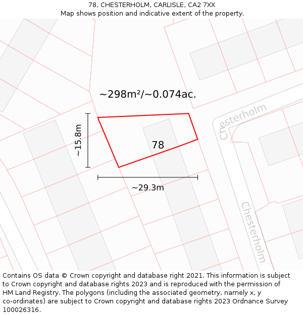 78, CHESTERHOLM, CARLISLE, CA2 7XX: Plot and title map