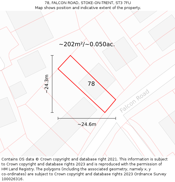 78, FALCON ROAD, STOKE-ON-TRENT, ST3 7FU: Plot and title map
