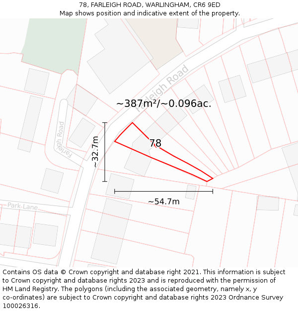 78, FARLEIGH ROAD, WARLINGHAM, CR6 9ED: Plot and title map