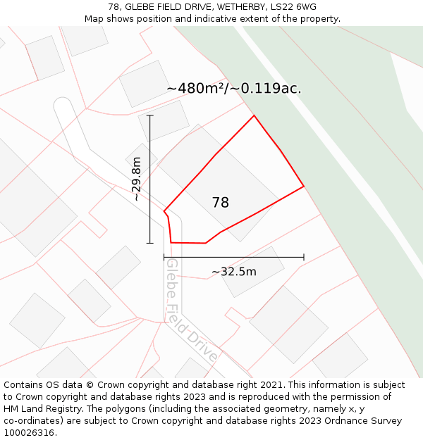 78, GLEBE FIELD DRIVE, WETHERBY, LS22 6WG: Plot and title map