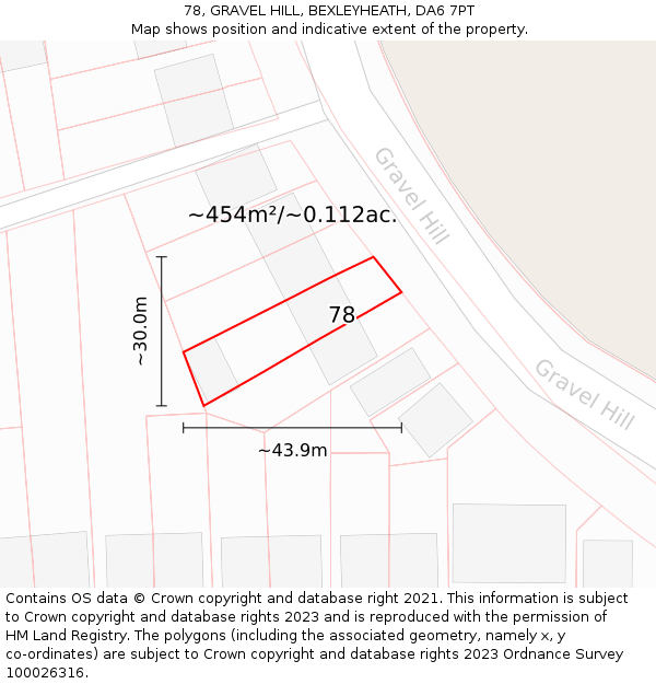 78, GRAVEL HILL, BEXLEYHEATH, DA6 7PT: Plot and title map