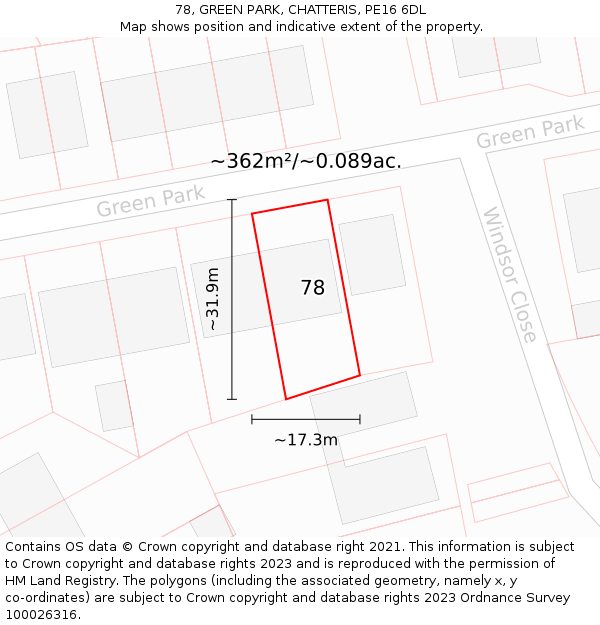 78, GREEN PARK, CHATTERIS, PE16 6DL: Plot and title map