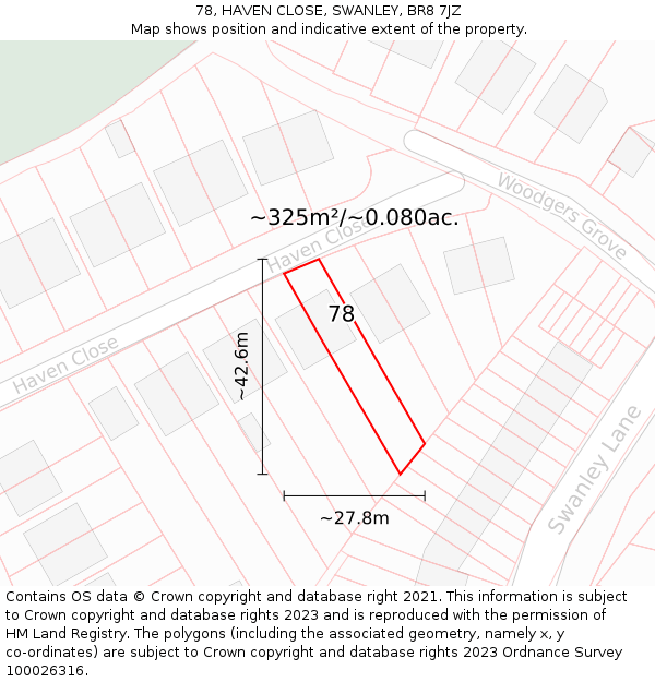 78, HAVEN CLOSE, SWANLEY, BR8 7JZ: Plot and title map