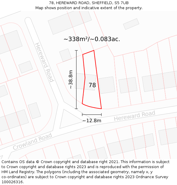 78, HEREWARD ROAD, SHEFFIELD, S5 7UB: Plot and title map