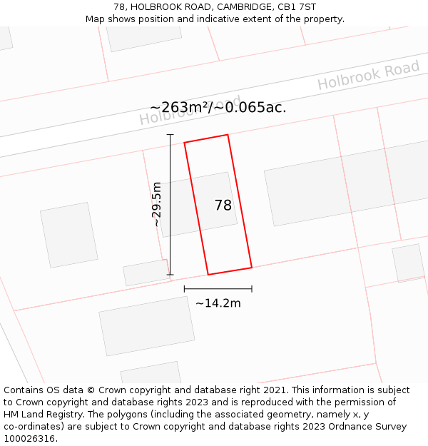 78, HOLBROOK ROAD, CAMBRIDGE, CB1 7ST: Plot and title map