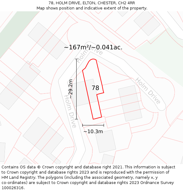 78, HOLM DRIVE, ELTON, CHESTER, CH2 4RR: Plot and title map