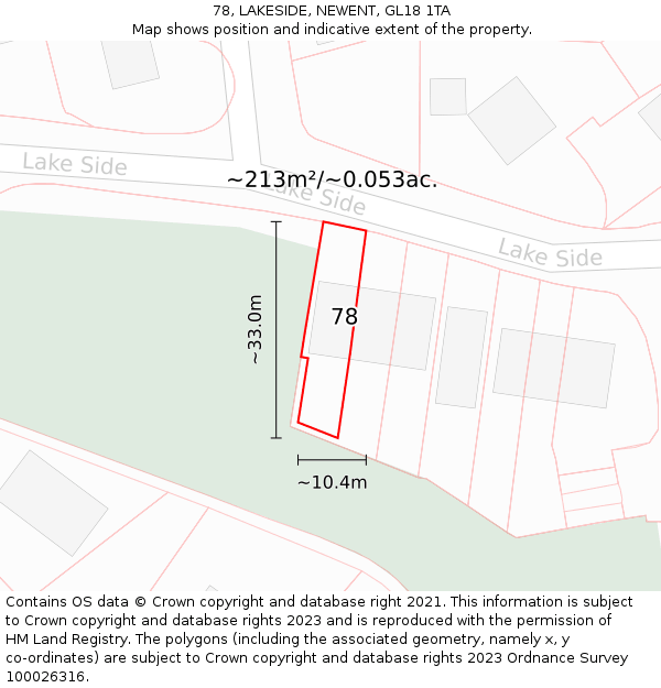 78, LAKESIDE, NEWENT, GL18 1TA: Plot and title map