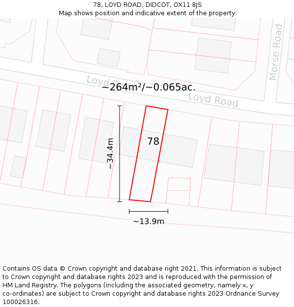 78, LOYD ROAD, DIDCOT, OX11 8JS: Plot and title map