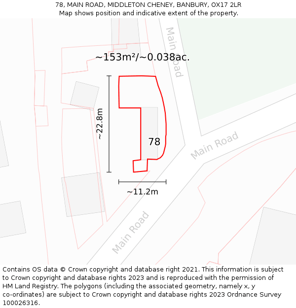 78, MAIN ROAD, MIDDLETON CHENEY, BANBURY, OX17 2LR: Plot and title map