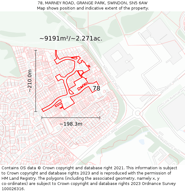 78, MARNEY ROAD, GRANGE PARK, SWINDON, SN5 6AW: Plot and title map