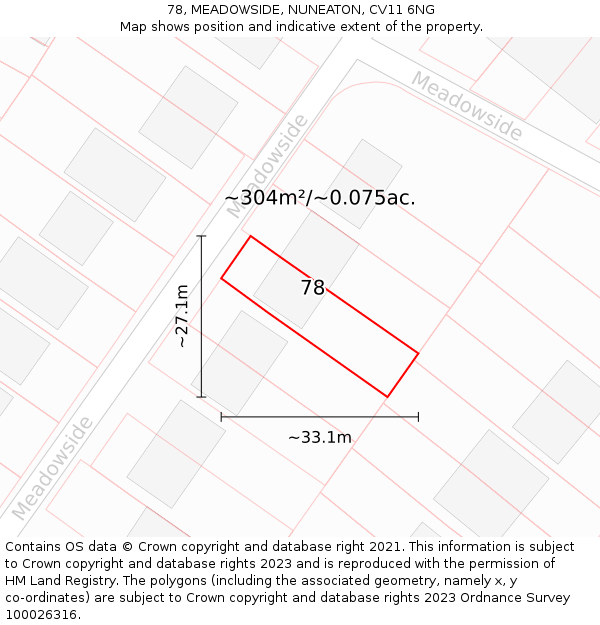 78, MEADOWSIDE, NUNEATON, CV11 6NG: Plot and title map