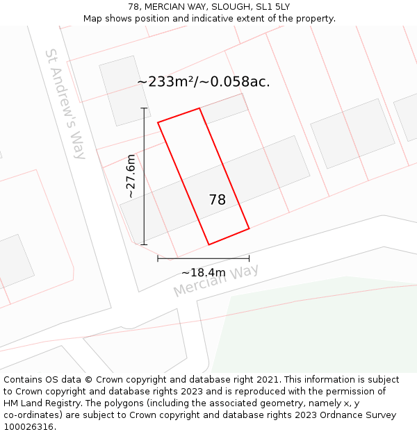78, MERCIAN WAY, SLOUGH, SL1 5LY: Plot and title map