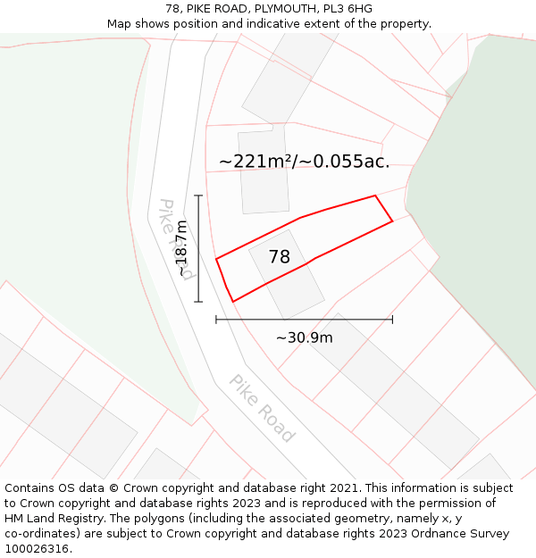 78, PIKE ROAD, PLYMOUTH, PL3 6HG: Plot and title map