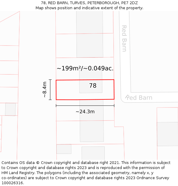 78, RED BARN, TURVES, PETERBOROUGH, PE7 2DZ: Plot and title map