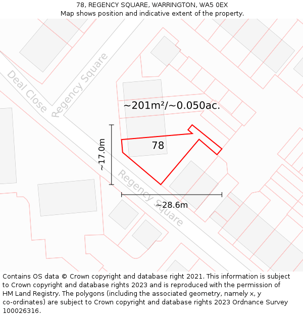 78, REGENCY SQUARE, WARRINGTON, WA5 0EX: Plot and title map