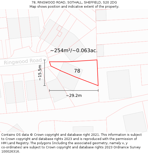 78, RINGWOOD ROAD, SOTHALL, SHEFFIELD, S20 2DG: Plot and title map