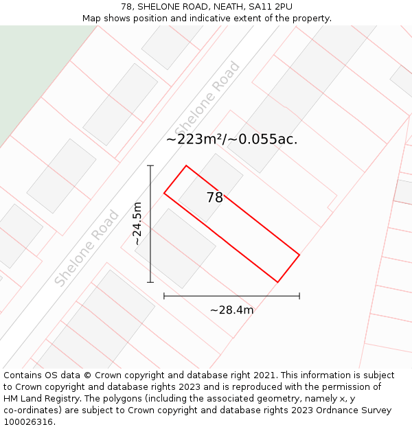 78, SHELONE ROAD, NEATH, SA11 2PU: Plot and title map