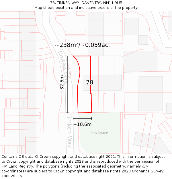 78, TIMKEN WAY, DAVENTRY, NN11 9UB: Plot and title map