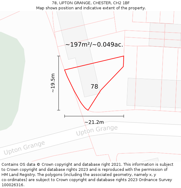 78, UPTON GRANGE, CHESTER, CH2 1BF: Plot and title map