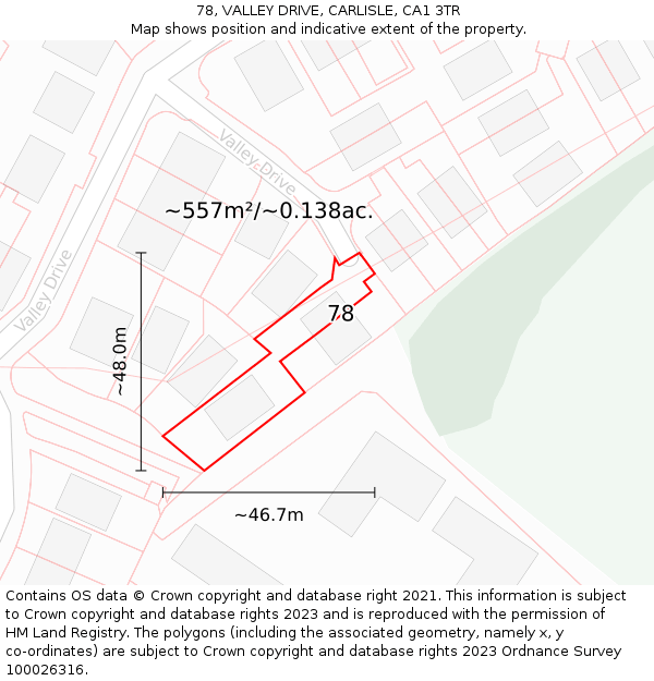 78, VALLEY DRIVE, CARLISLE, CA1 3TR: Plot and title map