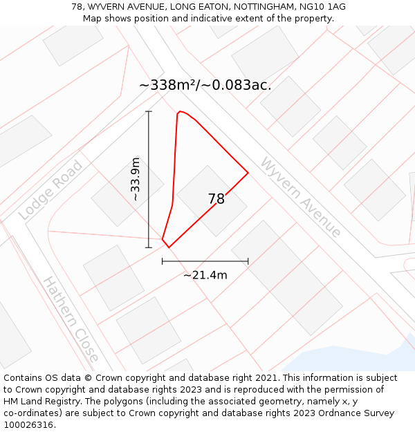 78, WYVERN AVENUE, LONG EATON, NOTTINGHAM, NG10 1AG: Plot and title map