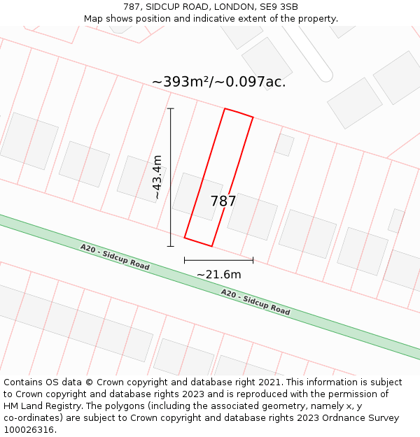 787, SIDCUP ROAD, LONDON, SE9 3SB: Plot and title map