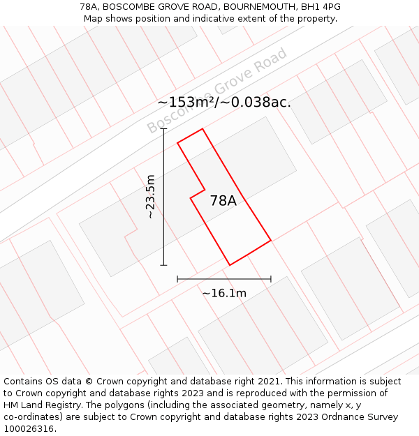 78A, BOSCOMBE GROVE ROAD, BOURNEMOUTH, BH1 4PG: Plot and title map