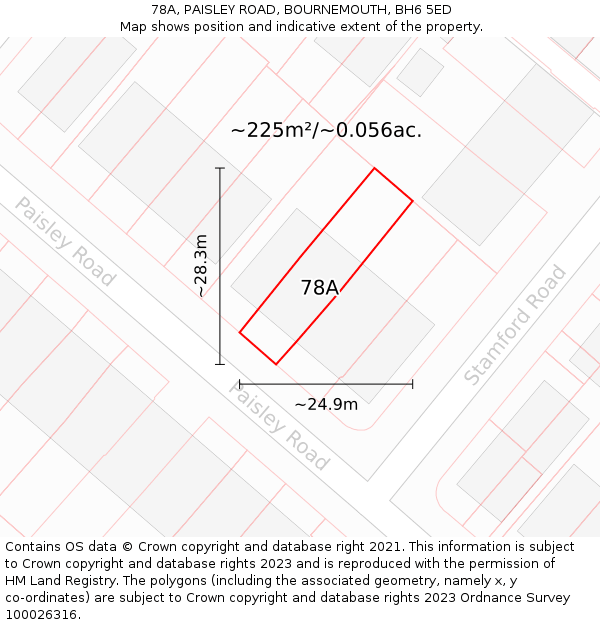 78A, PAISLEY ROAD, BOURNEMOUTH, BH6 5ED: Plot and title map