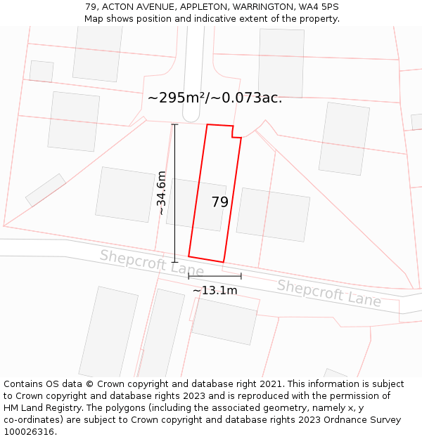79, ACTON AVENUE, APPLETON, WARRINGTON, WA4 5PS: Plot and title map