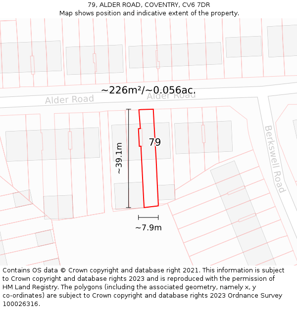 79, ALDER ROAD, COVENTRY, CV6 7DR: Plot and title map