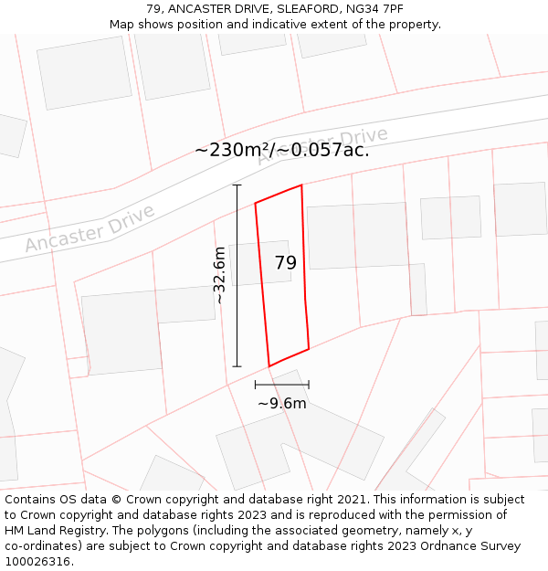 79, ANCASTER DRIVE, SLEAFORD, NG34 7PF: Plot and title map