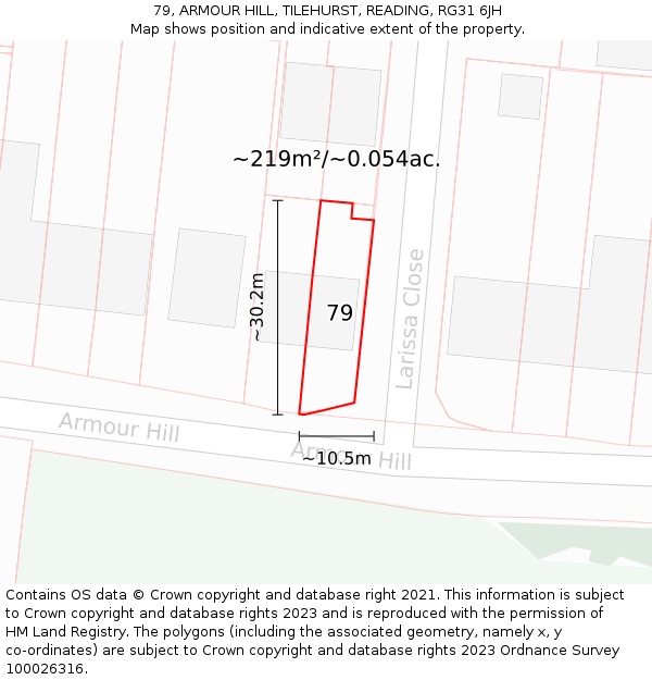 79, ARMOUR HILL, TILEHURST, READING, RG31 6JH: Plot and title map