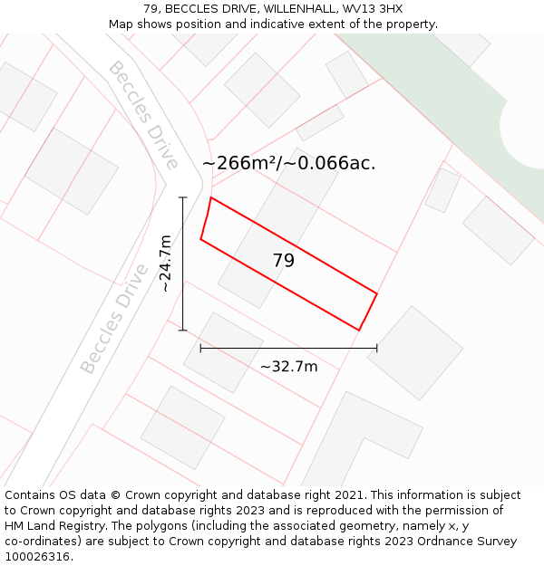 79, BECCLES DRIVE, WILLENHALL, WV13 3HX: Plot and title map