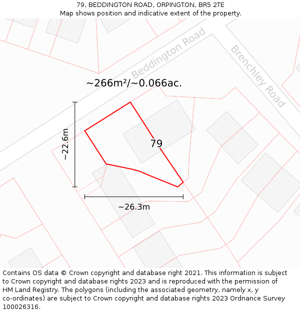 79, BEDDINGTON ROAD, ORPINGTON, BR5 2TE: Plot and title map