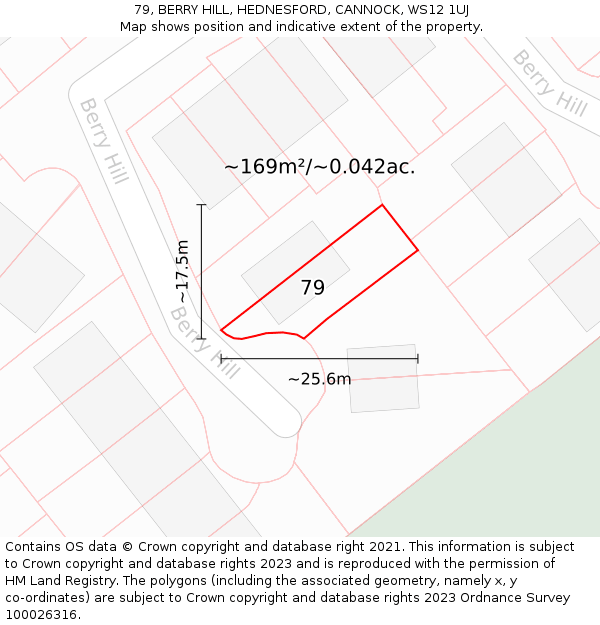 79, BERRY HILL, HEDNESFORD, CANNOCK, WS12 1UJ: Plot and title map