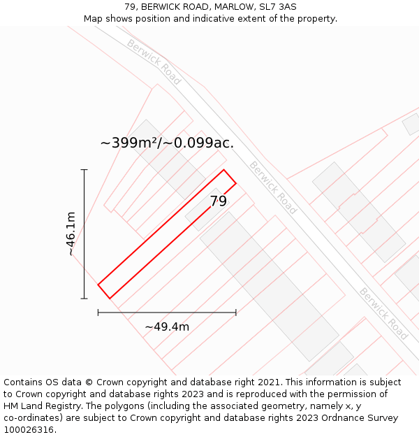 79, BERWICK ROAD, MARLOW, SL7 3AS: Plot and title map