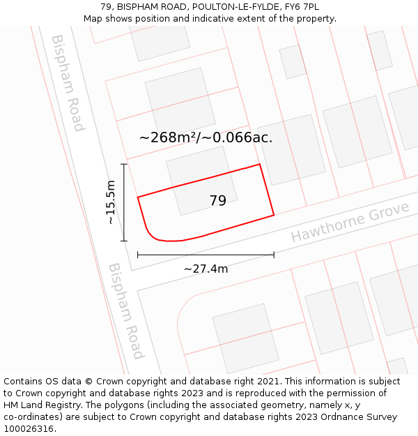 79, BISPHAM ROAD, POULTON-LE-FYLDE, FY6 7PL: Plot and title map