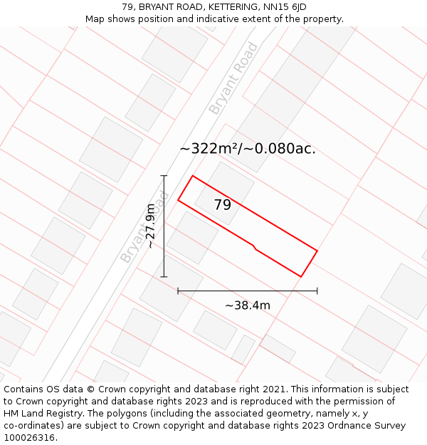 79, BRYANT ROAD, KETTERING, NN15 6JD: Plot and title map