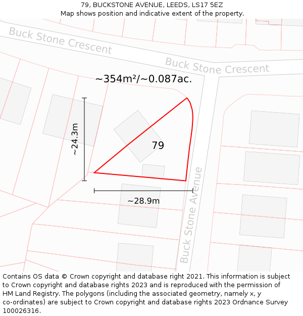 79, BUCKSTONE AVENUE, LEEDS, LS17 5EZ: Plot and title map