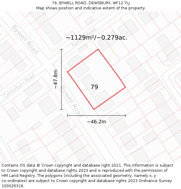 79, BYWELL ROAD, DEWSBURY, WF12 7LJ: Plot and title map