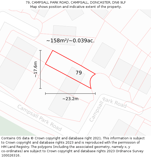 79, CAMPSALL PARK ROAD, CAMPSALL, DONCASTER, DN6 9LF: Plot and title map