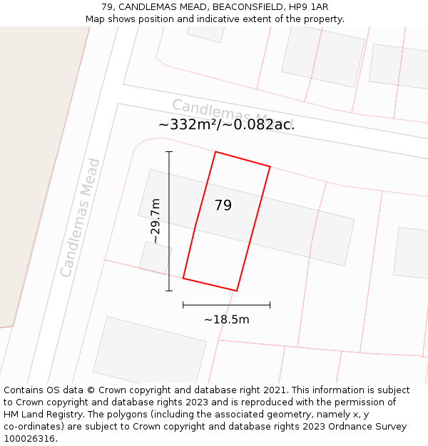 79, CANDLEMAS MEAD, BEACONSFIELD, HP9 1AR: Plot and title map