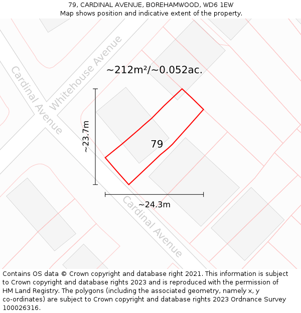 79, CARDINAL AVENUE, BOREHAMWOOD, WD6 1EW: Plot and title map