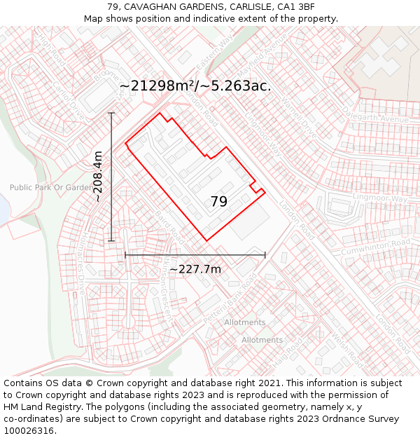79, CAVAGHAN GARDENS, CARLISLE, CA1 3BF: Plot and title map