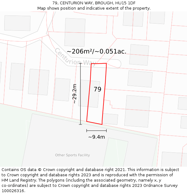 79, CENTURION WAY, BROUGH, HU15 1DF: Plot and title map