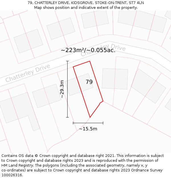 79, CHATTERLEY DRIVE, KIDSGROVE, STOKE-ON-TRENT, ST7 4LN: Plot and title map