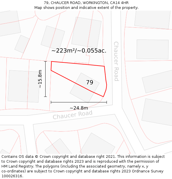 79, CHAUCER ROAD, WORKINGTON, CA14 4HR: Plot and title map