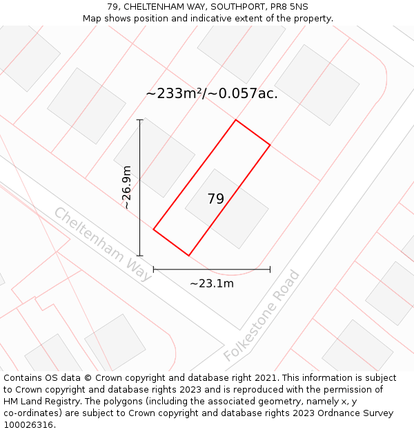 79, CHELTENHAM WAY, SOUTHPORT, PR8 5NS: Plot and title map