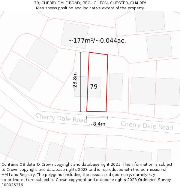 79, CHERRY DALE ROAD, BROUGHTON, CHESTER, CH4 0FA: Plot and title map